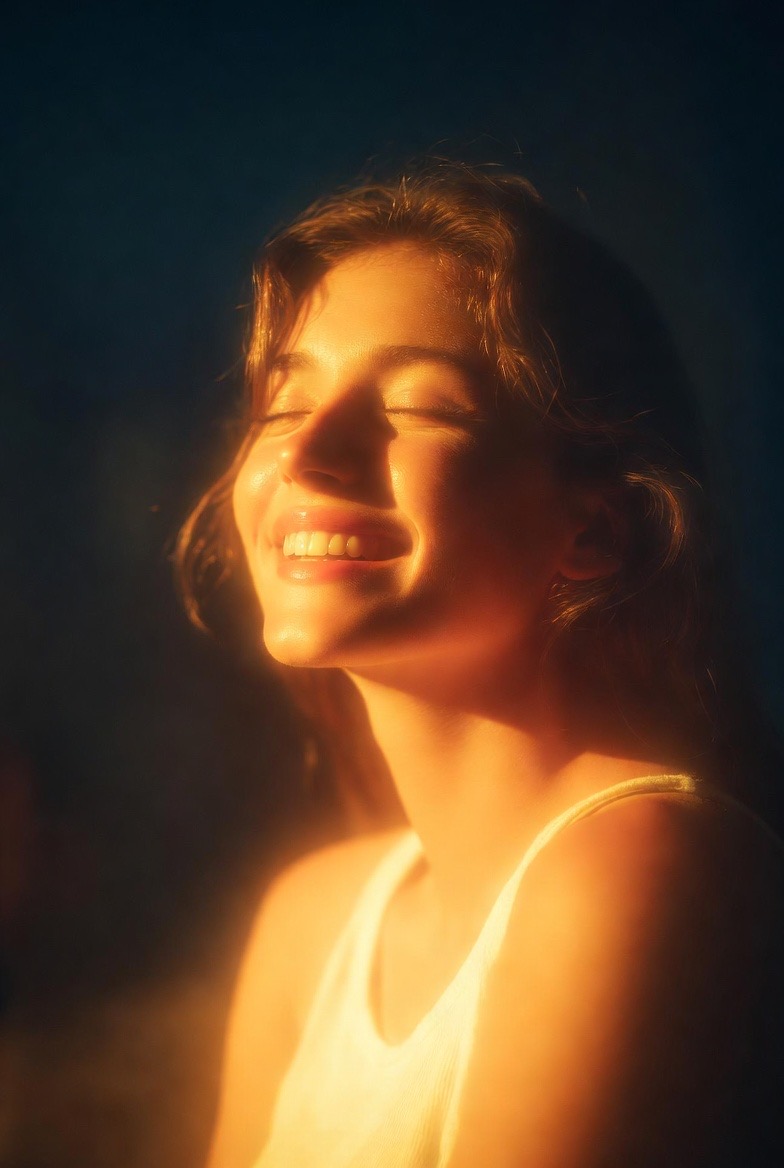 Woman smiling in warm golden light
